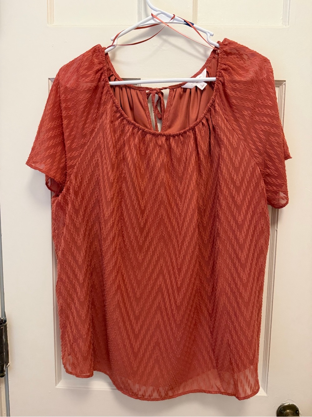 LC Lauren Conrad Rust Orange Short-Sleeve Peasant Blouse